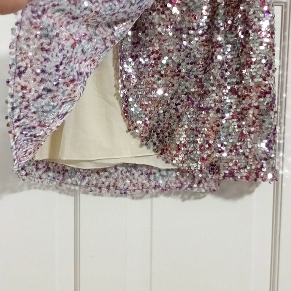 🆕️✨️HTF J. Crew Collection✨️- Silver/Purple Sequin Faux Wrap Skirt - Picture 9 of 15